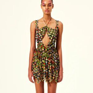 SIEDRES FIA dress - Kaleidoscope printed mini dress with draping